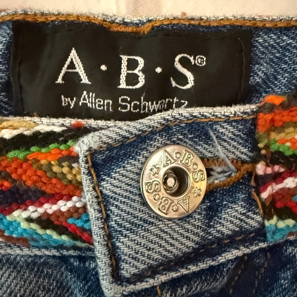 Rare Multicolor Trim Cropped Jeans ASO Buffy Summers BtVS High Rise Vintage - Picture 3 of 11